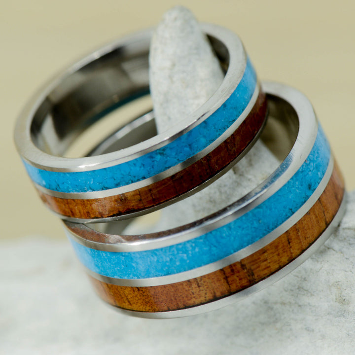 Koa Wood, Turquoise Inlays