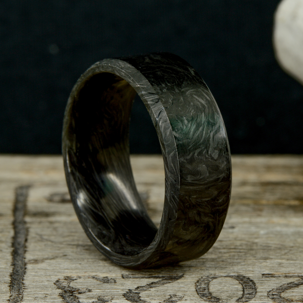Mens Carbon Fiber Elk Antler Ring Stone Forge Studios