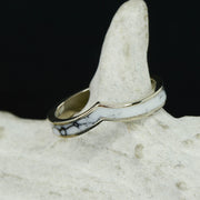 Gold or Silver White Marble V-Ring