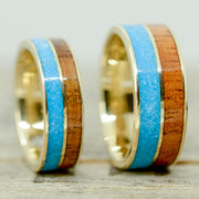 Gold, Koa Wood, Turquoise Inlays