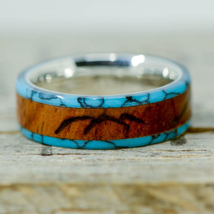 Turquoise and Rosewood with "Engraved Mountains"