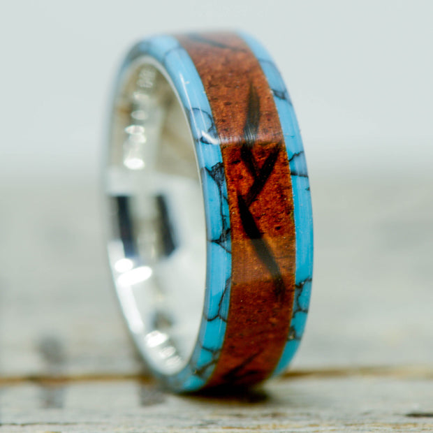 Turquoise & Rosewood with Engraved Mountains