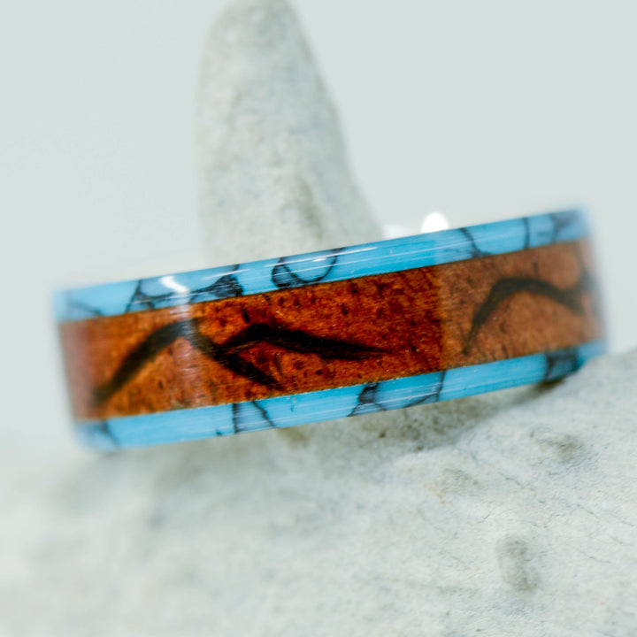 Turquoise and Rosewood with "Engraved Mountains"