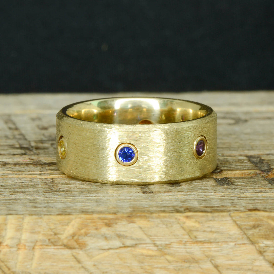 Infinity Ring, Brushed Gold, & Gemstones