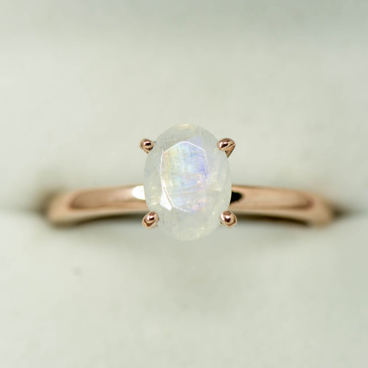 Rose Gold Oval Moonstone Solitaire