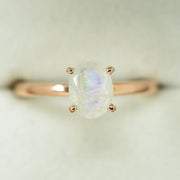 Rose or Silver Oval Moonstone Solitaire Setting