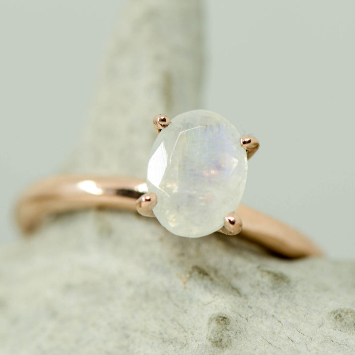 Rose Gold Oval Moonstone Solitaire