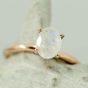 Rose or Silver Oval Moonstone Solitaire Setting