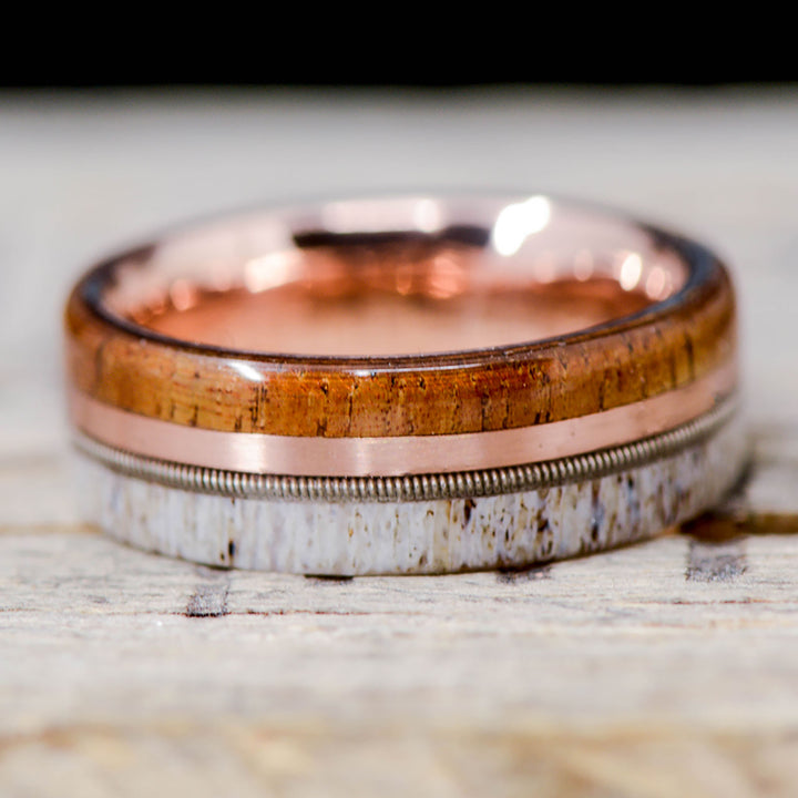 Koa Wood, Rose Gold, Guitar String, Antler