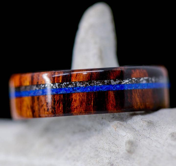 Desert Ironwood with Crushed Meteorite, and Blue Lapis Lazuli Inlays