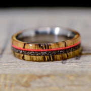 Spalted Maple, Red Neon Guitar String, and Crushed Meteorite Inlays