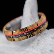 Spalted Maple, Red Neon Guitar String, and Crushed Meteorite Inlays