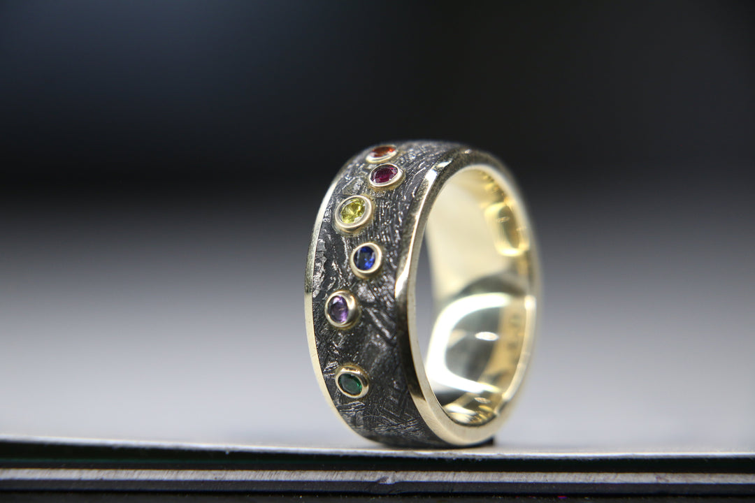 Infinity Ring, Meteorite, & Gemstones