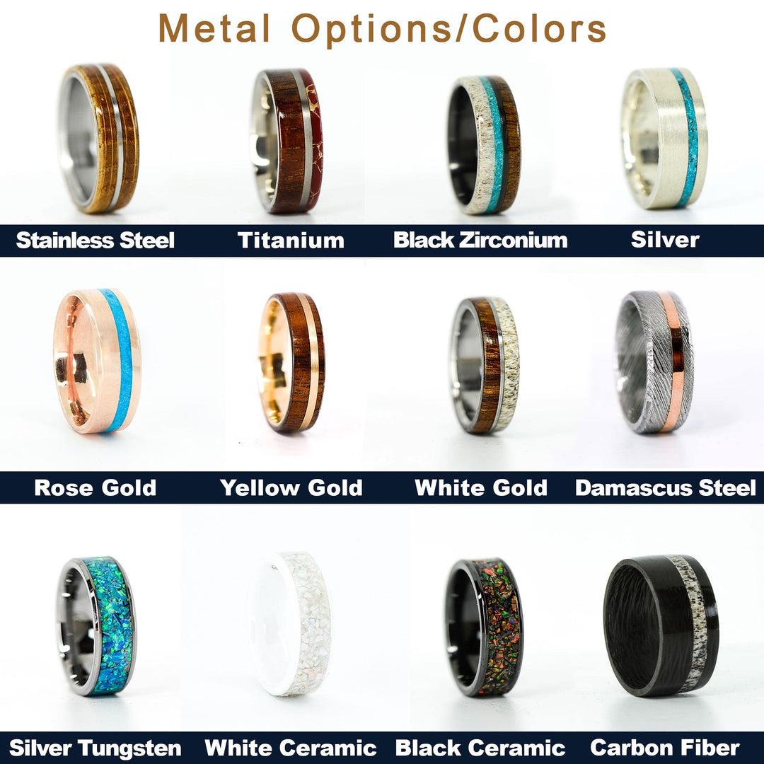 Titanium or Gold Band with Sapphire Stone Settings - 8mm & 6mm