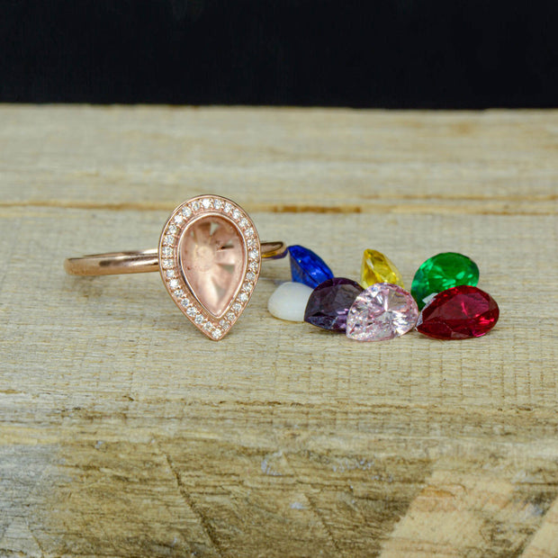 Pear Halo Ring - ***CHOOSE YOUR STONE***