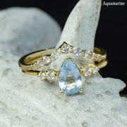 Pear Solitaire Ring with Diamond Stacking Band - ***CHOOSE YOUR STONE***