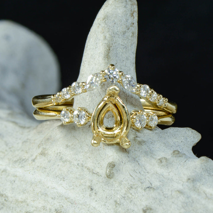 Pear Solitaire Ring with Diamond Stacking Band - ***CHOOSE YOUR STONE***
