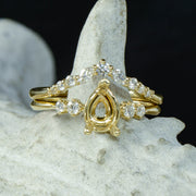 Pear Solitaire Ring with Diamond Stacking Band