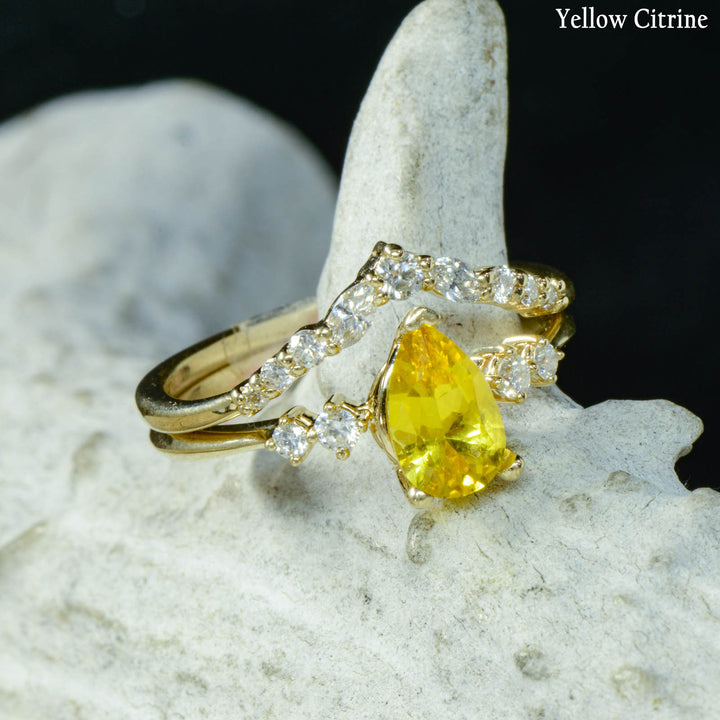 Pear Solitaire Ring with Diamond Stacking Band - ***CHOOSE YOUR STONE***