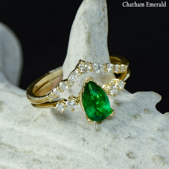 Pear Solitaire Ring with Diamond Stacking Band - ***CHOOSE YOUR STONE***