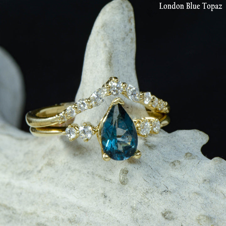 Pear Solitaire Ring with Diamond Stacking Band - ***CHOOSE YOUR STONE***