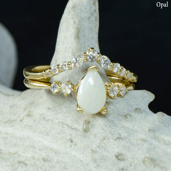 Pear Solitaire Ring with Diamond Stacking Band - ***CHOOSE YOUR STONE***