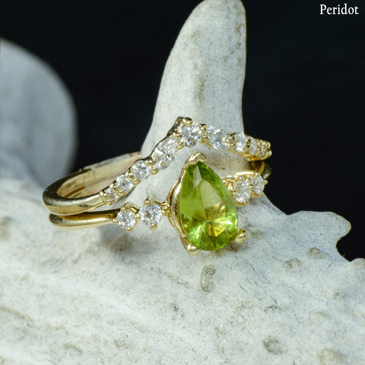 Pear Solitaire Ring with Diamond Stacking Band - ***CHOOSE YOUR STONE***