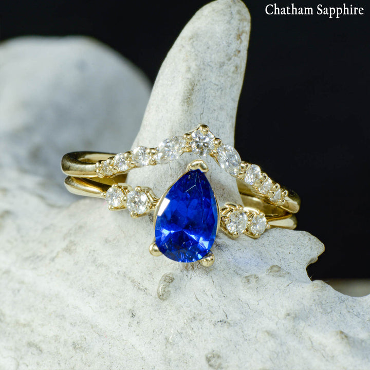 Pear Solitaire Ring with Diamond Stacking Band - ***CHOOSE YOUR STONE***