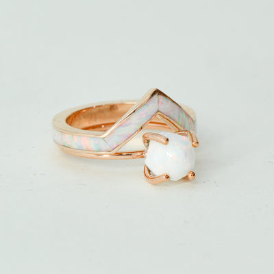SALE RING - Rose Gold, White Opal - Size 6.25