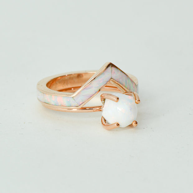 SALE RING - Rose Gold, White Opal - Size 6.25