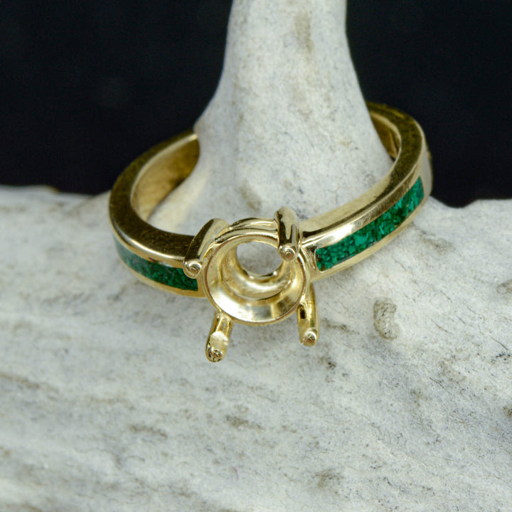 Solitaire Ring with Malachite Accents - ***CHOOSE YOUR STONE***