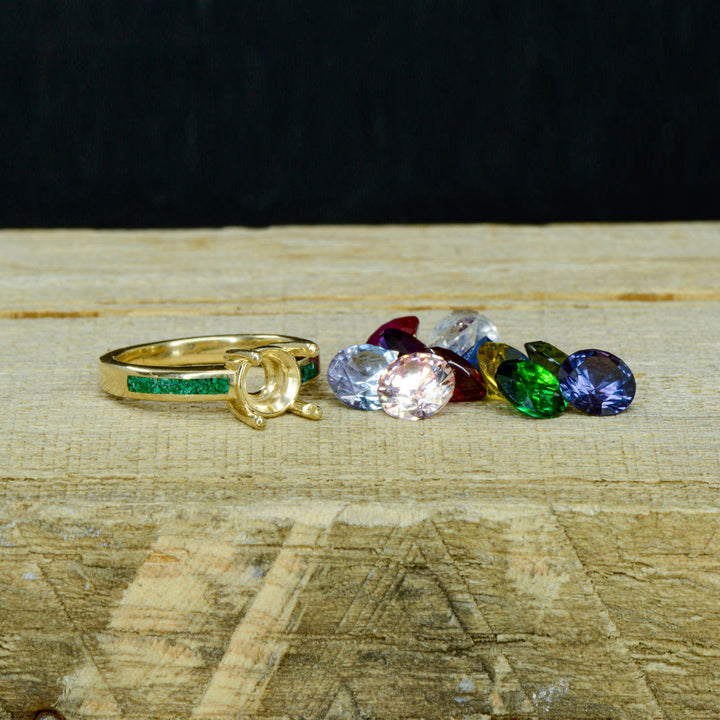 Solitaire Ring with Malachite Accents - ***CHOOSE YOUR STONE***