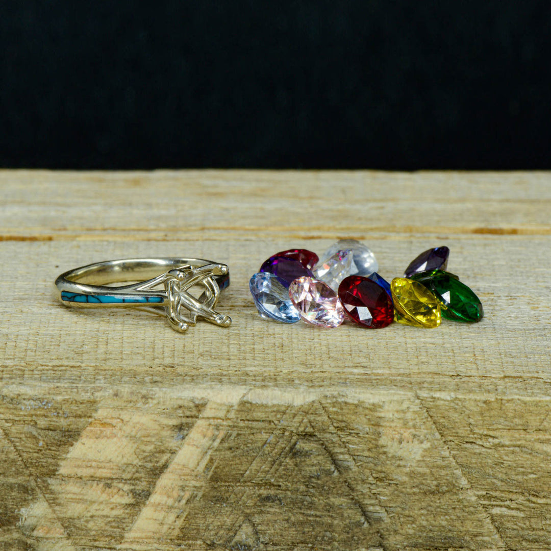 Solitaire Ring with Turquoise Accents - ***CHOOSE YOUR STONE***