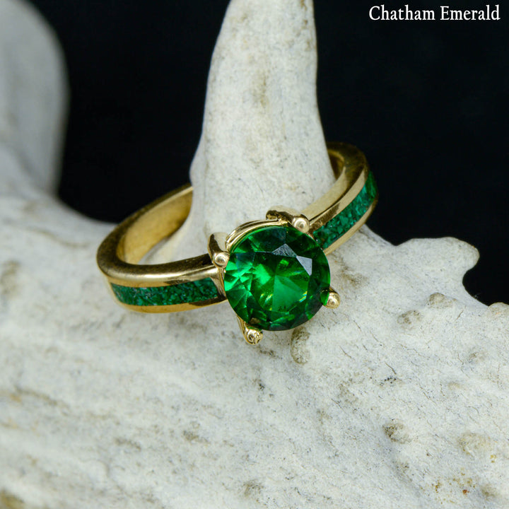 Solitaire Ring with Malachite Accents - ***CHOOSE YOUR STONE***