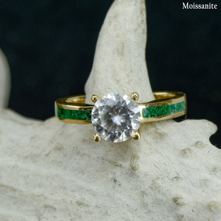 Solitaire Ring with Malachite Accents - ***CHOOSE YOUR STONE***