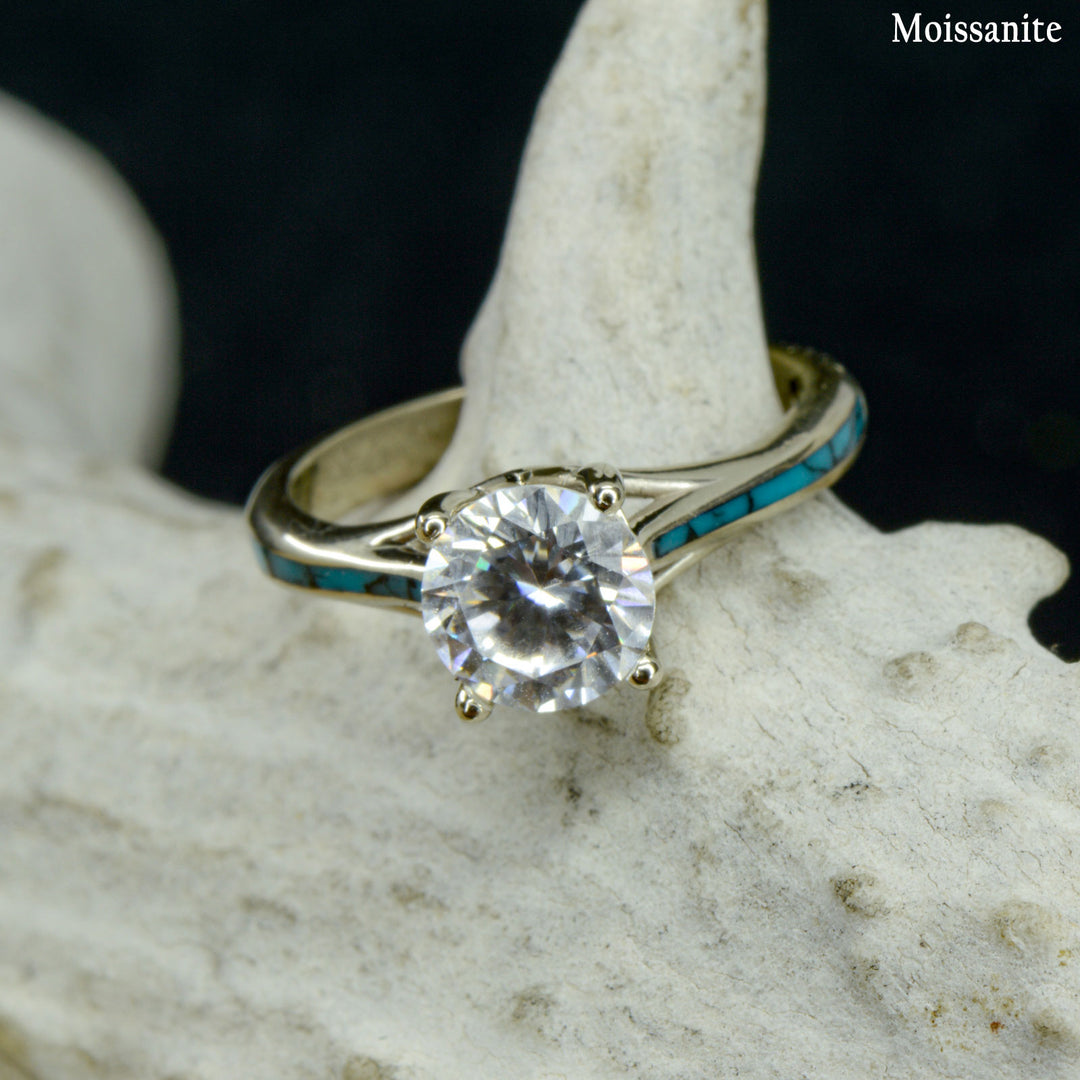 Solitaire Ring with Turquoise Accents - ***CHOOSE YOUR STONE***