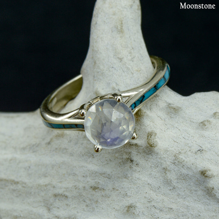 Solitaire Ring with Turquoise Accents - ***CHOOSE YOUR STONE***