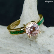 Solitaire Ring with Malachite Accents - ***CHOOSE YOUR STONE***
