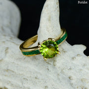 Solitaire Ring with Malachite Accents - ***CHOOSE YOUR STONE***