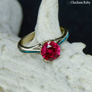 Solitaire Ring with Turquoise Accents - ***CHOOSE YOUR STONE***