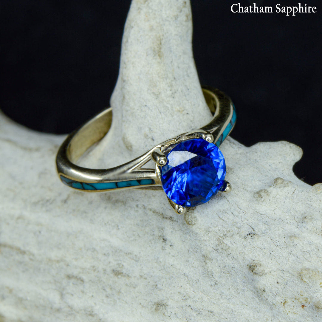 Solitaire Ring with Turquoise Accents - ***CHOOSE YOUR STONE***