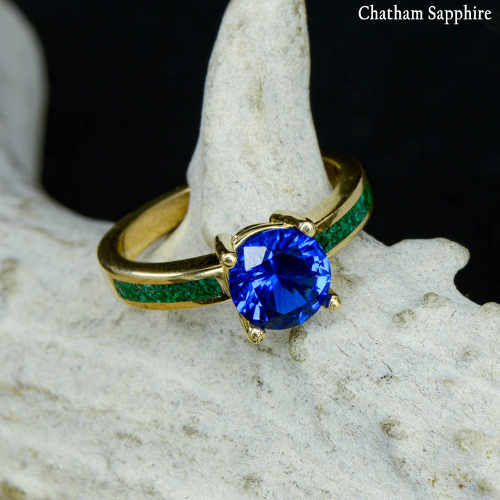 Solitaire Ring with Malachite Accents - ***CHOOSE YOUR STONE***