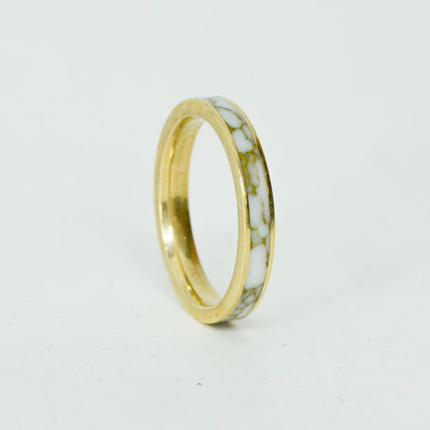 SALE RING - Yellow Gold, Marble with Gold Veins - Size 7