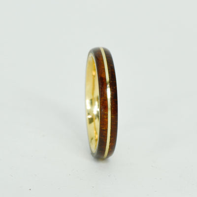 SALE RING - Yellow Gold, Koa Wood - Size 9.25